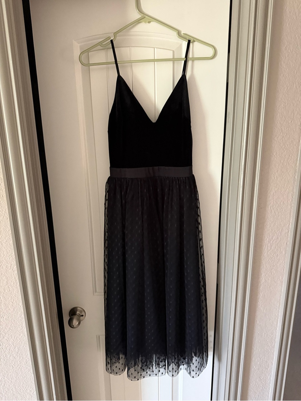 Black Velvet Tulle Midi Dress